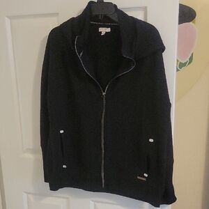 Nine West blk zip up hoodie womens long sleeve Jacket SzLg